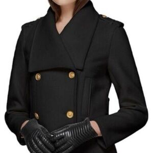 Mackage Black Pea Coat‎ with Gold Buttons